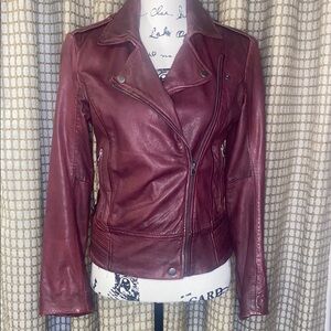 Women's Burgundy Leather Jacket